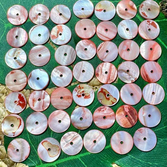 Circle Mother of Pearl Seashell Shell Beads Coral Pink DIY Jewelry making lot - Picture 13 of 17
